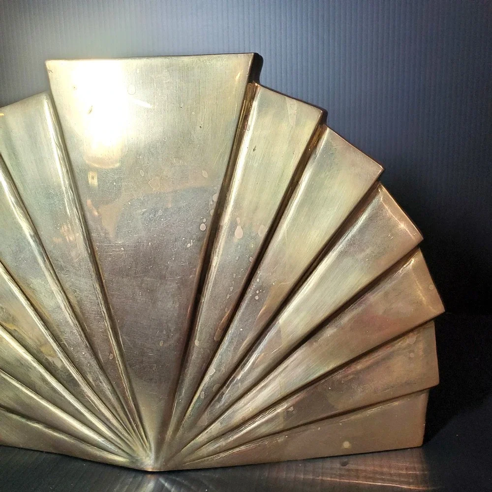 Rosenthal‎ Netter Brass Fan Vase Art Deco MCM 60s 70s 80s Hollywood Regency